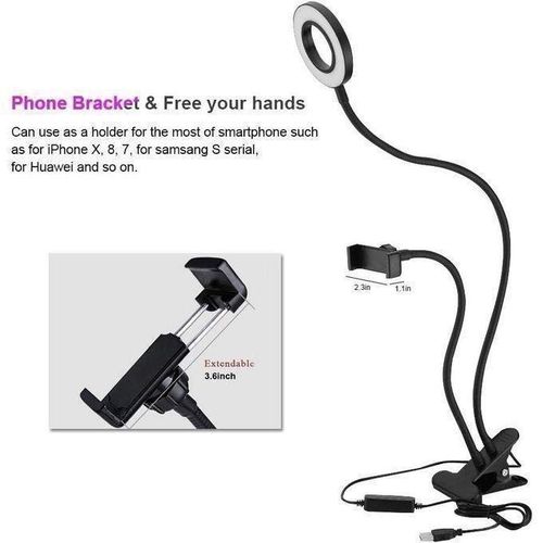 Generic Agréable Selfie Ring Light, Lampe De Caméra LED Rotation à 360 Degrés Avec 3 Modes D'éclairage - image 4