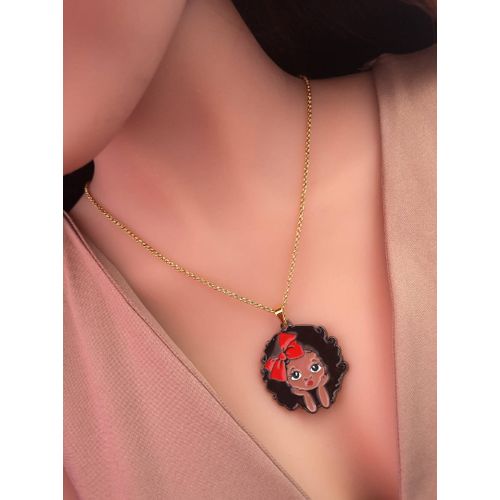 product_image_name-Fashion-Chaine Pendentif Afro Black Princesse Cadeau De Mariage Cadeau D’anniversaire Saint Valentin Cadeau Pour Femme Cœur Amour Love Bijoux Mode Femme Cadeau Fête Des Mères Cadeau De Noël Ensemble Bijoux Mode Coffret Cadeau/souvenir-1