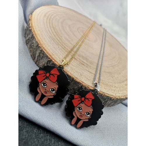 product_image_name-Fashion-Chaine Pendentif Afro Black Princesse Cadeau De Mariage Cadeau D’anniversaire Saint Valentin Cadeau Pour Femme Cœur Amour Love Bijoux Mode Femme Cadeau Fête Des Mères Cadeau De Noël Ensemble Bijoux Mode Coffret Cadeau/souvenir-3