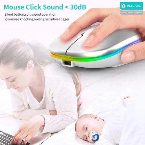 Generic Souris Sans Fil Rechargeable Bluetooth 5.1 + USB 2.4G RGB - image 5