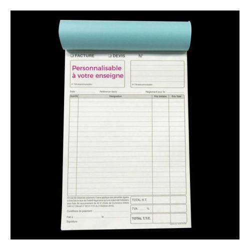 Generic Carnet Facture / Devis A5 Personnalisable - Prix pas cher