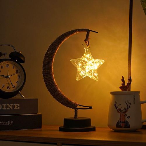 product_image_name-Generic-Lampe lune en corde de chanvre LED, lampe de table décorative en forme d'étoile, veilleuse-3