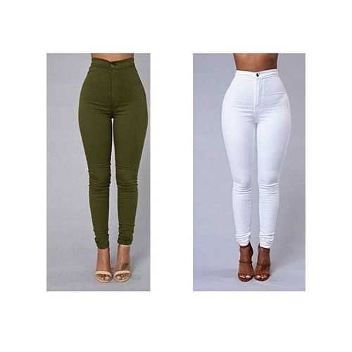 Fashion Lot De Deux Pantalon Pantalon Femme Blanc Et Vert Treillis A Effet Push Up Prix pas cher Jumia CI