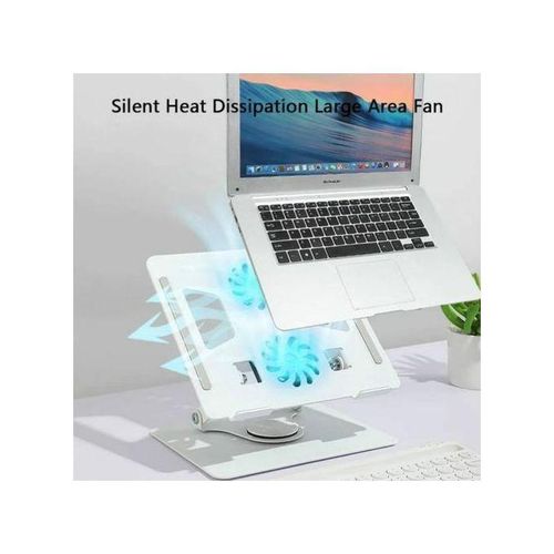 Generic Support pour ordinateur (blanc) avec 2 ventilateur de refroidissement - image 2