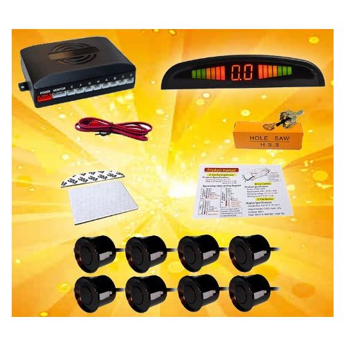 Kit de capteur de stationnement, détection automatique de distance de recul  de voiture Affichage de distance LCD Avertissement sonore Système radar  avec 8