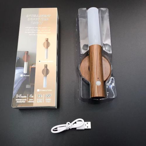 product_image_name-Generic-Veilleuse LED Design Bois à Induction - Lampe Murale Magnétique avec Détecteur de Mouvement - Rechargeable USB-1