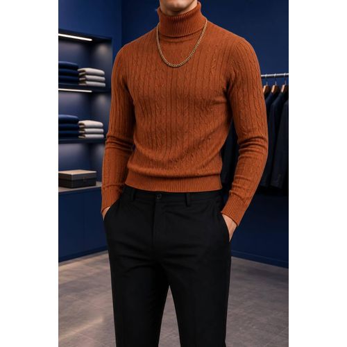 Fashion Pull Col Roulé Marron pour Homme – Élégance & Confort