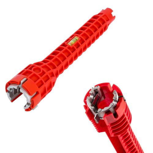 product_image_name-ShebSheb-Clé multifonction 5‑en‑1 réglable pour évier et robinet, outil en alliage avec niveau intégré, compatible avec écrous de 21 à 28 mm, pour installation et réparation de cuisine et salle de bain-1