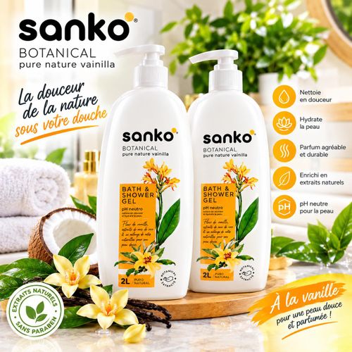 Sanko Gel douche Sanko lot2 vanille 2litre
