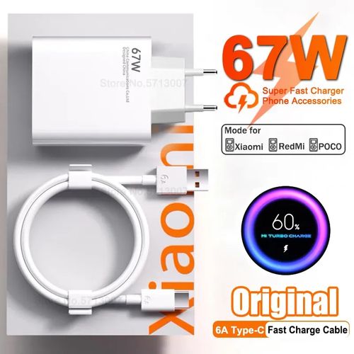 XIAOMI Chargeur Xiaomi ORIGINAL TURBO Rapide 67w (type-c) – Blanc - Prix  pas cher