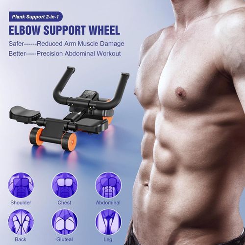 Roue Abdominale à Rebond Automatique Avec Support Coude Et Minuterie - Équipement Fitness Maison Et Salle