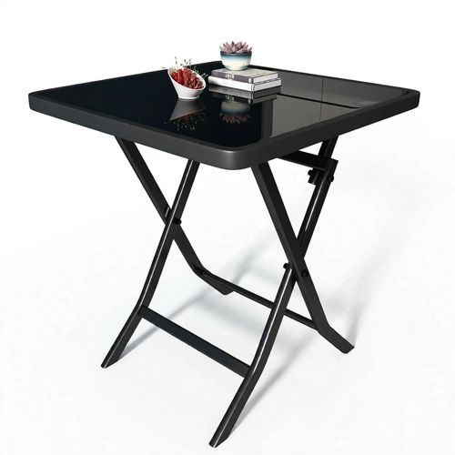 Generic Table Pliable Vitré Noir