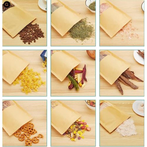 product_image_name-Generic- 50 sacs-Sacs alimentaires en papier kraft 1 kg - Sacs de conservation des aliments - Sacs refermables - Sacs de conservation pour réfrigérateur (20 x 30 cm)-8