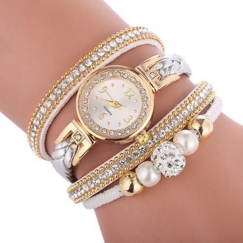 product_image_name-Fashion-Montre A Quartz Femme - Bracelet En Cuir - Blanc-1