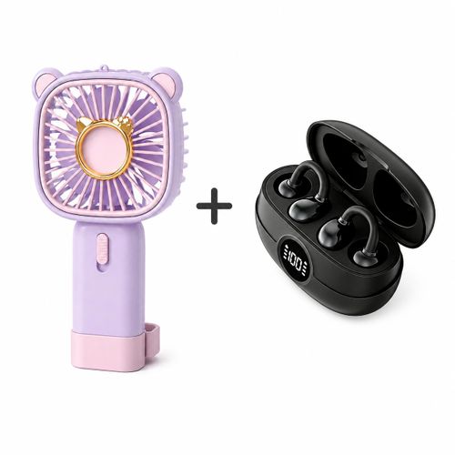 Generic Ventilateur Portable Rechargeable + Écouteurs Bluetooth Sans Fil LED