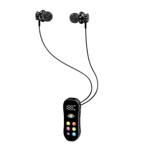 Generic Écouteurs Bluetooth Tour de Cou Sans Fil – Écran LED & Batterie 200 mAh - image 3
