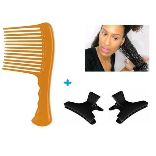 Fashion Peigne Cheveux Crépu / Dent Large/ Afro + 2 Pinces À