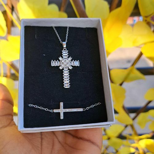 product_image_name-Fashion-Bijoux chaîne femme croix agenté 2en1 chaîne bracelet pendentif ensemble bijoux accessoire femme inox luxe mode stylé femme cadeau femme coffret cadeau anniversaire femme fête mere Saint Valentin Mariage amour cœur -2