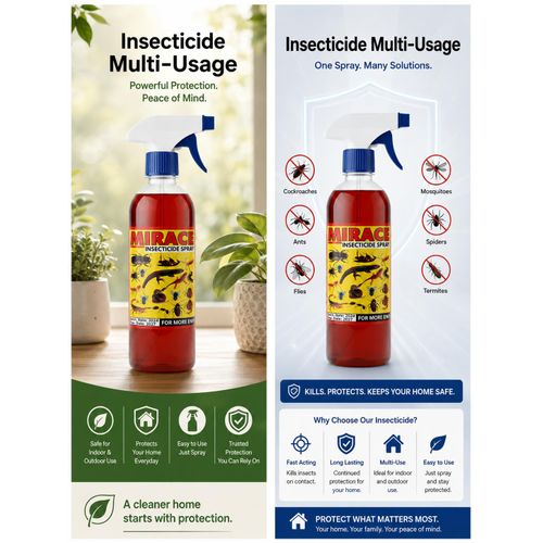 Generic Spray Insecticide Miracle Multi-Usage - Tue Cafards, Fourmis, Mouches, Moustiques -  Rouge 500ml - image 3