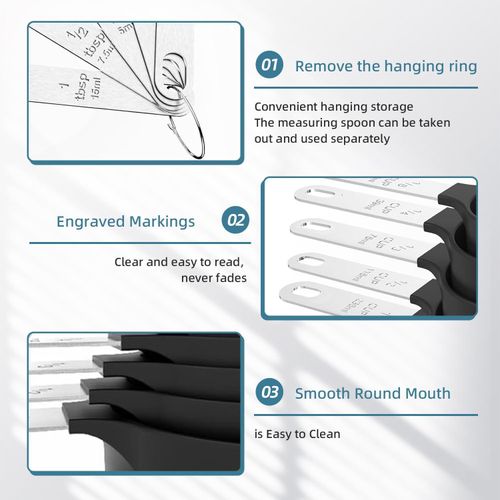 product_image_name-vexiSeek-Ensemble de 10 Pièces pour Mesures Culinaires, Tasses et Cuillères avec Échelle Claire en Acier Inoxydable Empilable & Anti-Rouille pour Cuisine et Pâtisserie, Noir-4