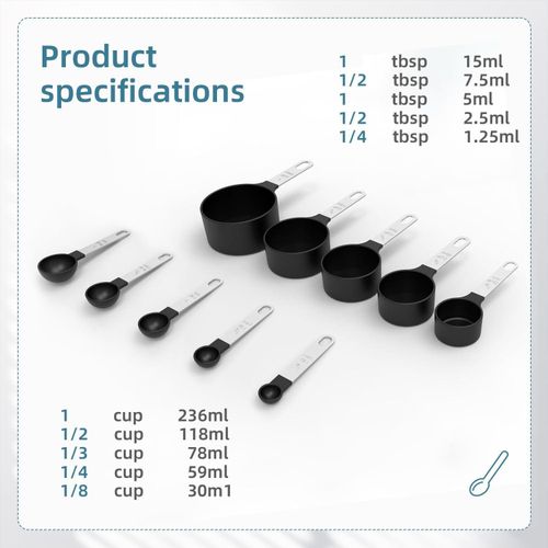 product_image_name-vexiSeek-Ensemble de 10 Pièces pour Mesures Culinaires, Tasses et Cuillères avec Échelle Claire en Acier Inoxydable Empilable & Anti-Rouille pour Cuisine et Pâtisserie, Noir-5