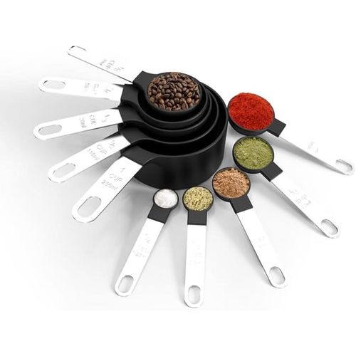 product_image_name-vexiSeek-Ensemble de 10 Pièces pour Mesures Culinaires, Tasses et Cuillères avec Échelle Claire en Acier Inoxydable Empilable & Anti-Rouille pour Cuisine et Pâtisserie, Noir-7