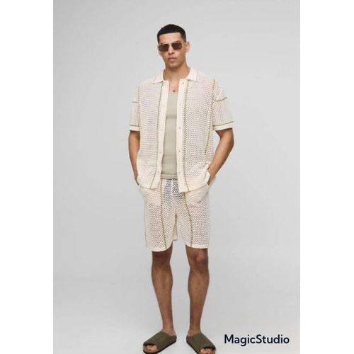 product_image_name-Fashion-chemise en tricot beige à mailles ouvertes et boutonnée similaire à la chemise Toby en tissu de basketweave de Reiss-1