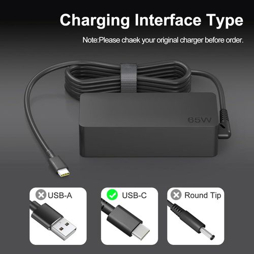 Generic Chargeur USB Type C 65w Pour Lenovo,hp,dell,huawei 20v 3.25a - image 5