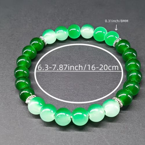 product_image_name-Fashion-Bracelet vert dégradé glacé de style bohème très en vogue, composé de perles délicates pour un look élégant, sublimant la beauté féminine.-4