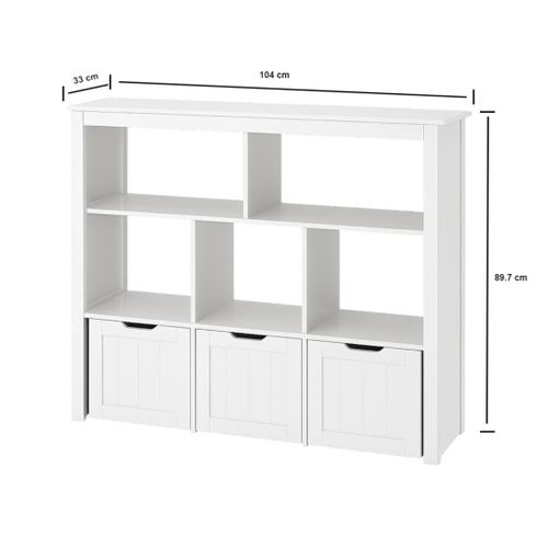 LASA Bibliothèque blanche avec étagères ouvertes et 3 tiroirs - image 2