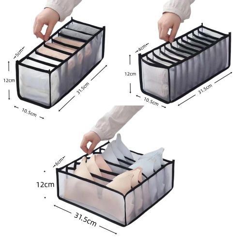 Generic 3 Pack Wardrobe Clothes Organizer Washable Foldable 6/7/11 Grids - image 5