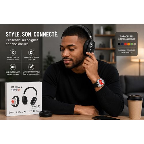 Generic Casque Bluetooth + Montre Connectée - image 3