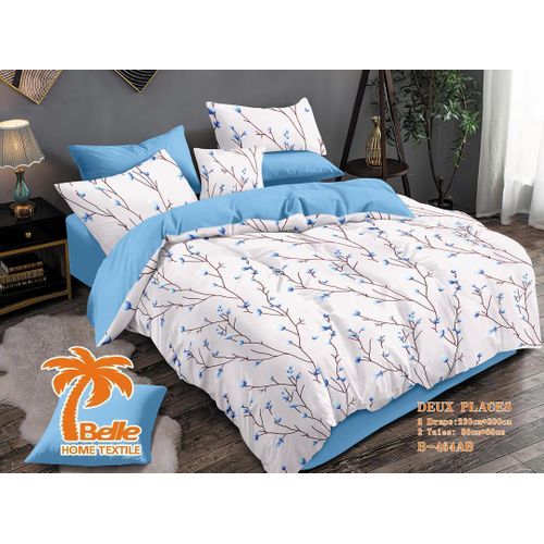 product_image_name-Belle-Lot de 2 Draps et 2 Taies - Confort et Élégance pour Lit 3 Places-Blanc-bleu claire-1