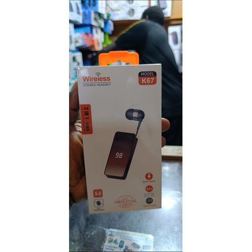 Generic 1 Écouteurs Bluetooth K67 – 2 en 1 avec Boîtier d’Affichage - image 2