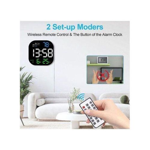 product_image_name-Generic-Horloge Numérique LED MuralAvec 10 Niveaux De Luminosité Réglables, Forme Arrondie USB Avec Grand écran-3