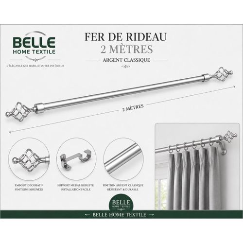 Belle lot De 4  Tringles à Rideaux Extensible 2m - image 2