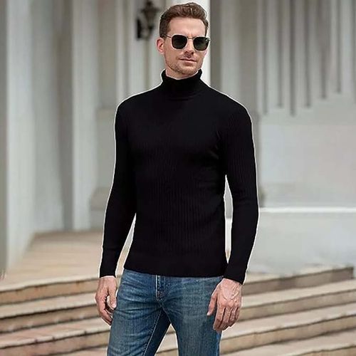 Fashion Pull A Col Roule Epais Et Chaud Pour Homme Vetement De Marque Col Haut Couleur Noir Prix pas cher Jumia CI