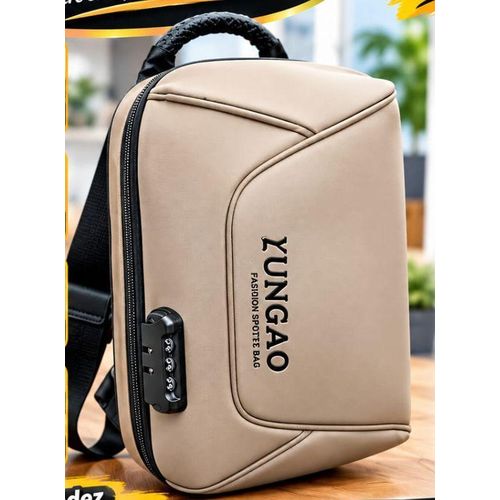 Mode Sac bandoulière antivol YUNGAO, beige, avec cadenas à code