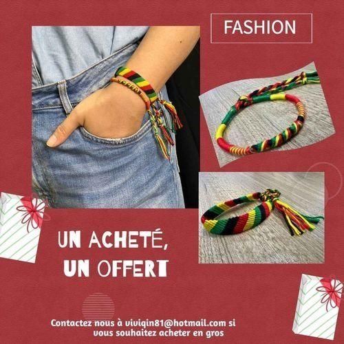 Fashion Deux Bracelet  Rasta Rouge Jaune Vert