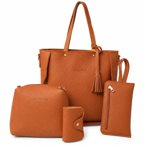 Generic Ensemble de sacs à main 4 pièces pour femme - Marron camel