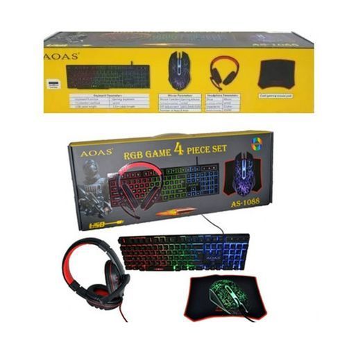 product_image_name-Generic-Kit RGB Gaming 4 Pièces Casque, Clavier, Souris Et Tapis De Souris – AOAS-2
