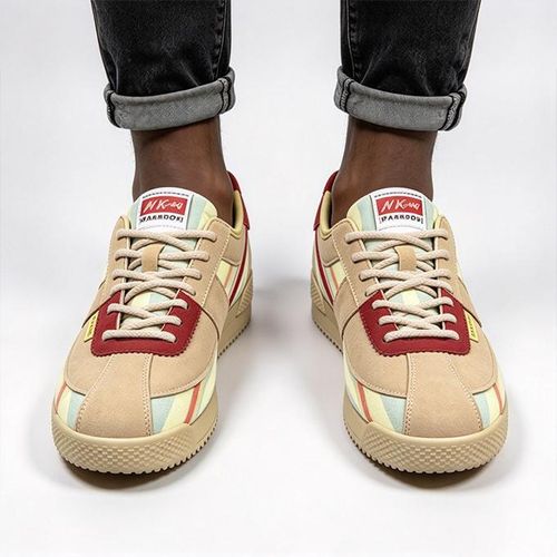 VEOUNDK Baskets Rayées Homme Confortable Pour Marche - Beige - image 3