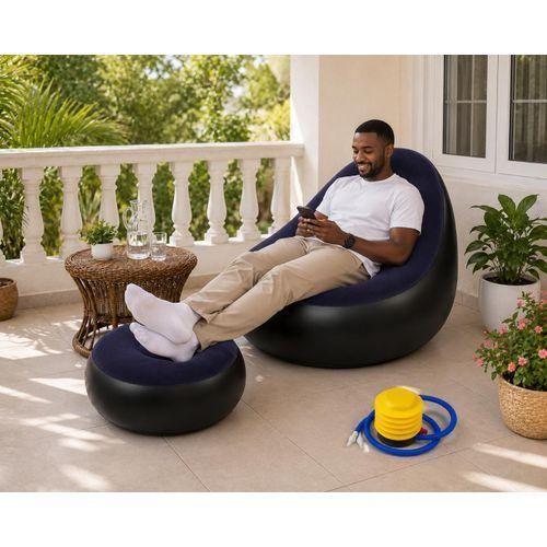 Generic Fauteuil Gonflable avec Repose-Pieds + Pompe Offerte - image 2
