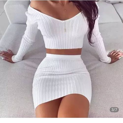 Fashion Ensemble Haut Et Jupe Sexy Pour Femme Blanc Prix pas cher Jumia CI