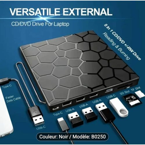 Generic Lecteur Graveur CD DVD Externe Portable USB 3.0 Ultra Fin 9,5mm pour Windows Mac Linux - image 3
