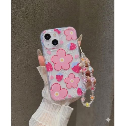 product_image_name-Bonne-Coques iPhone 13/14/15 - silicone fleurs et fraises-1