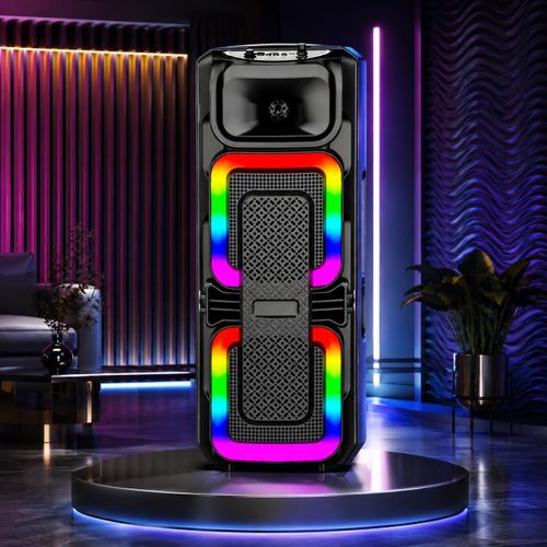 Generic Enceinte Bluetooth Portable avec Éclairage LED RGB – Noir - image 3