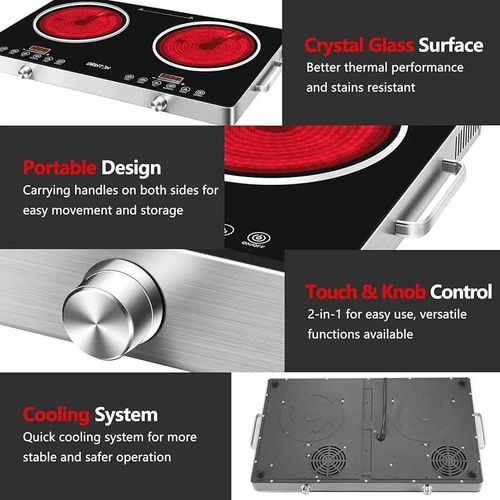 Generic plaque électrique double foyer ecran tactile LED intelligent - image 5
