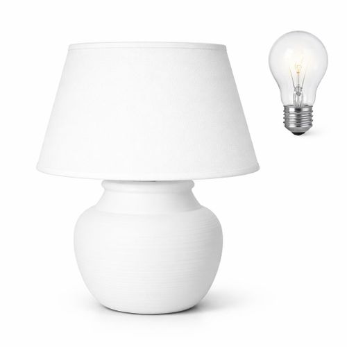 product_image_name-Generic-Lampe de Table Design Blanche avec Abat-Jour – Éclairage Doux pour Chambre, Salon, Bureau – Ampoule Incluse-2