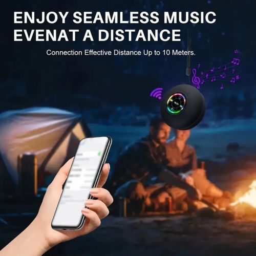 product_image_name-addigoes-Enceinte Bluetooth Étanche IPX4, Enceinte de Douche avec LEDs – Mini Enceinte Sans Fil Portable avec Micro et Ventouse, Résistante à l'Eau pour Douche, Voyage, Piscine, Flottage en Rivière et Loisirs Extérieurs (Noir)-6